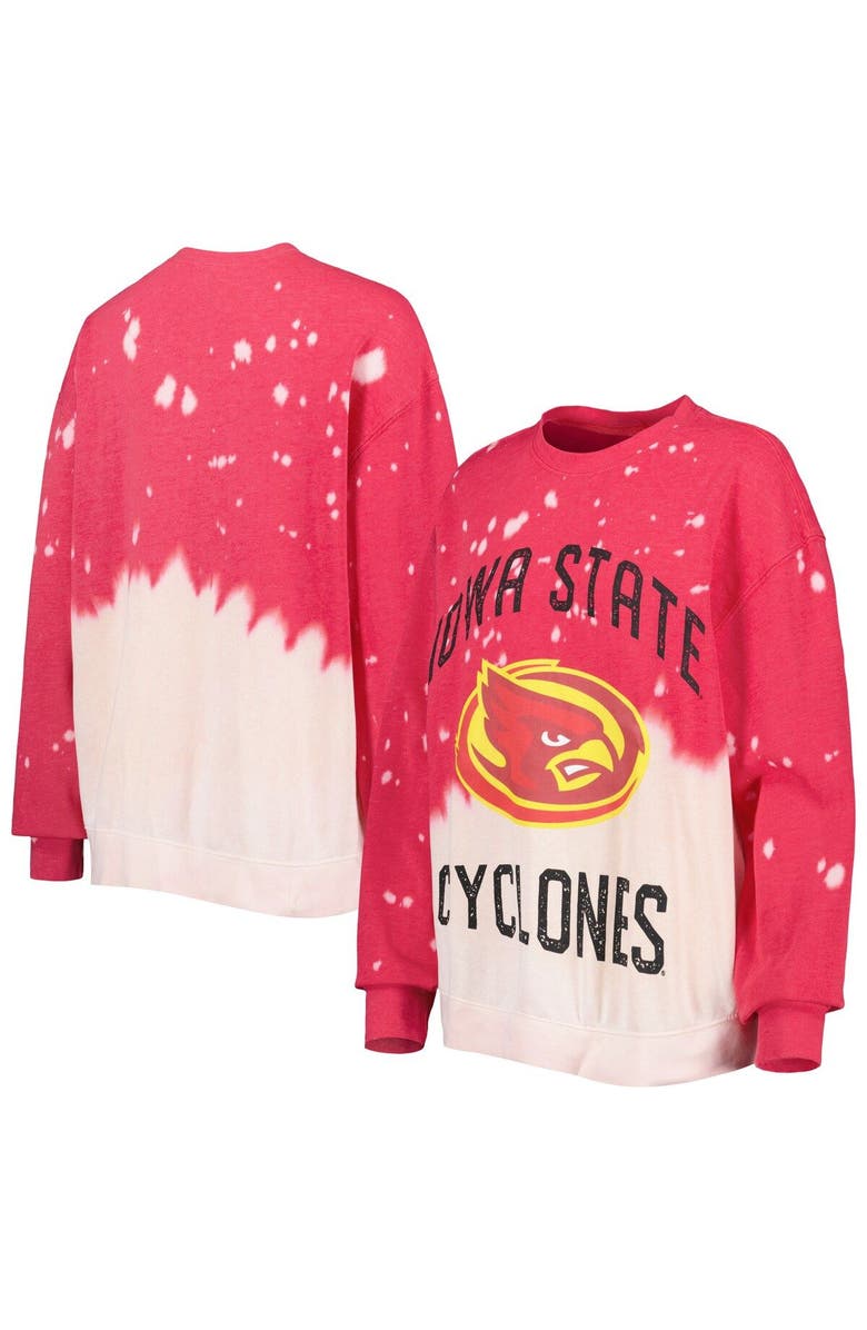 GAMEDAY COUTURE Women's Gameday Couture Cardinal Iowa State Cyclones Twice As Nice Faded Dip-Dye Pullover Long Sleeve Top, Main, color, Crimson