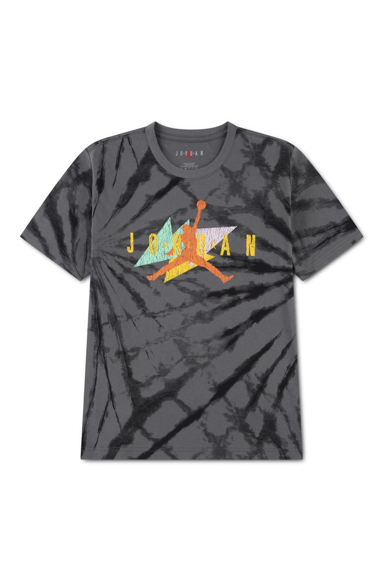 Kids' Geo Tie Dye Cotton Graphic T-Shirt, Main, color, IRON GRAY
