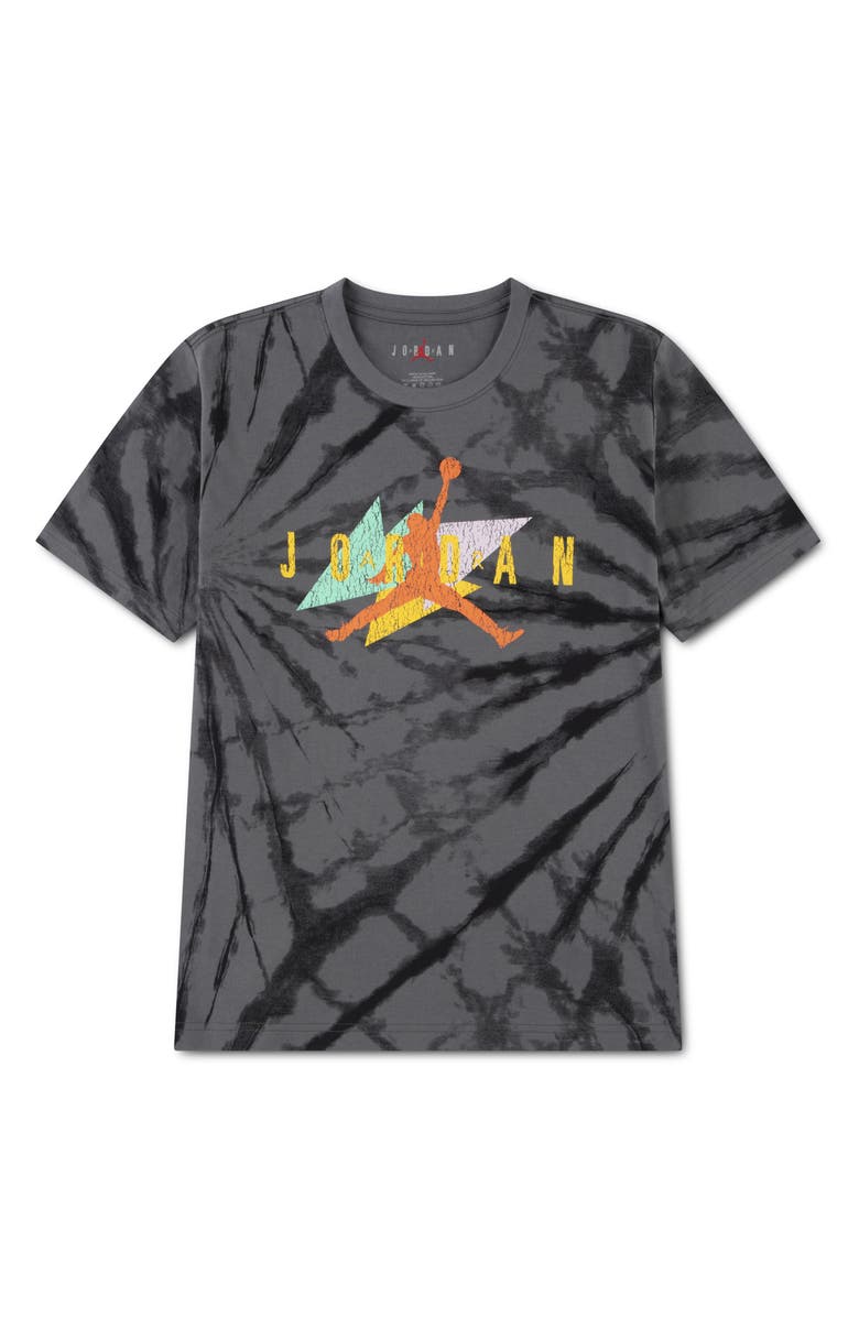 Jordan Kids' Geo Tie Dye Cotton Graphic T-Shirt, Main, color, Iron Gray