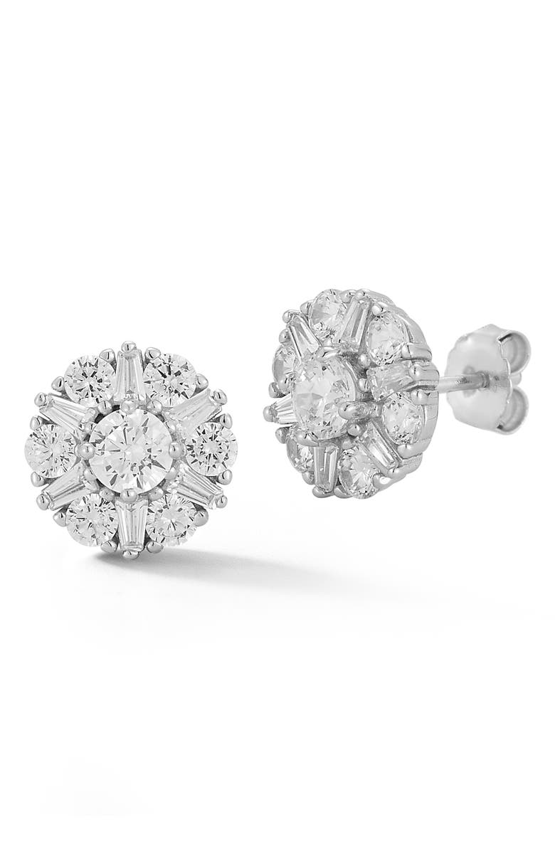 GLAZE JEWELRY Cubic Zirconia Cluster Stud Earrings, Main, color, Silver