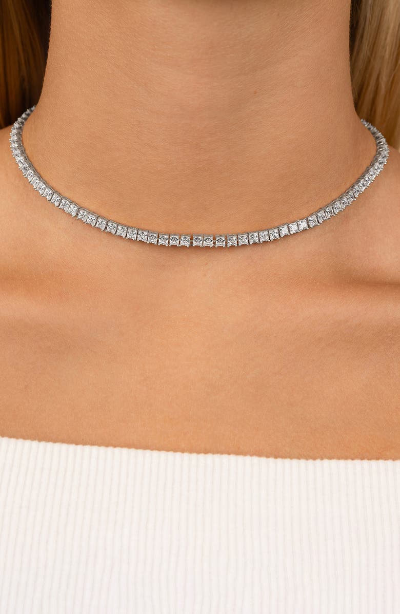 Sterling Forever Brette Slide Tennis Necklace, Alternate, color, Silver