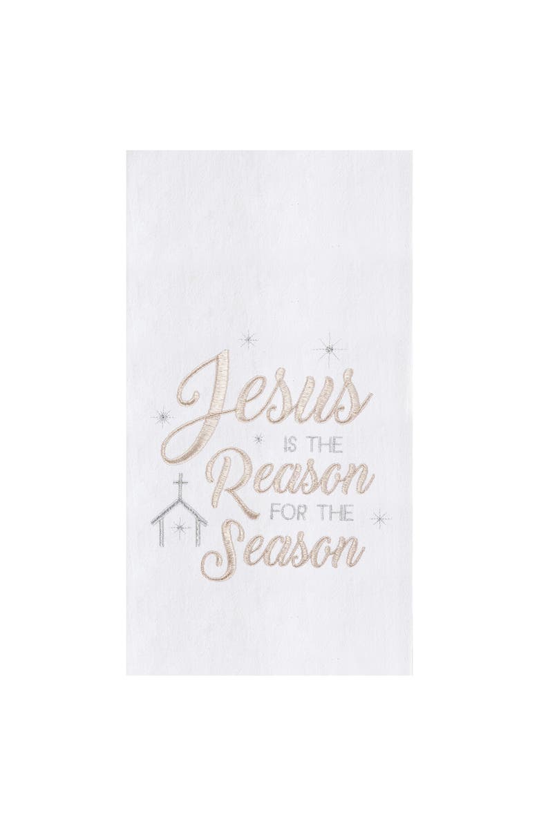 C&F Home Jesus Is Reason Embroidered Flour Sack Cotton Kitchen Towel, Main, color, White