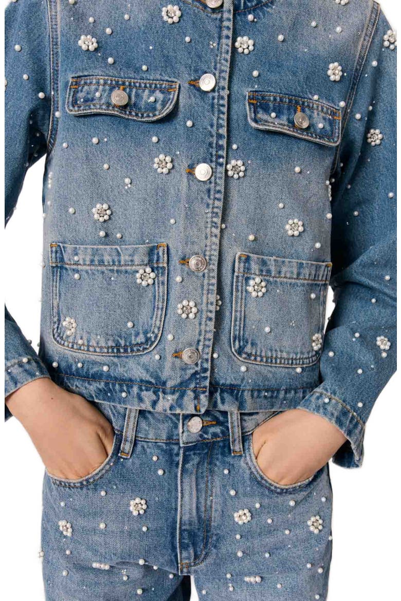 Embroidered denim jacket, Alternate, color, Blue