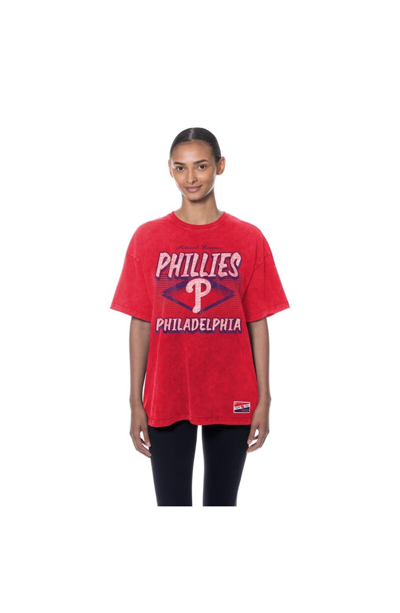 New Era Women's New Era  Red Philadelphia Phillies Mineral Wash Oversized T-Shirt, Alternate, color, Red