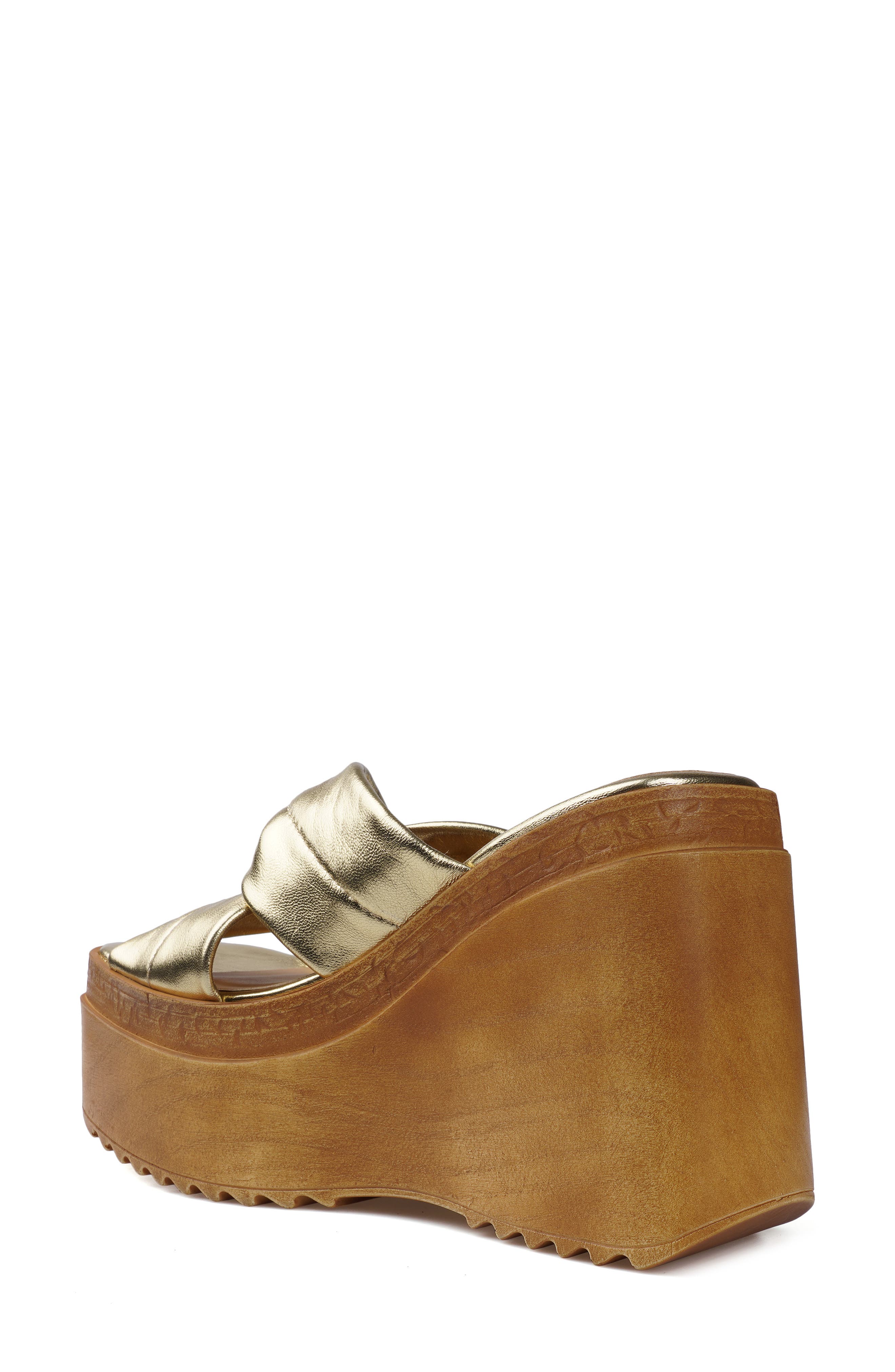 Kornelia Platform Wedge Slide Sandal, Alternate, color, GLDLT