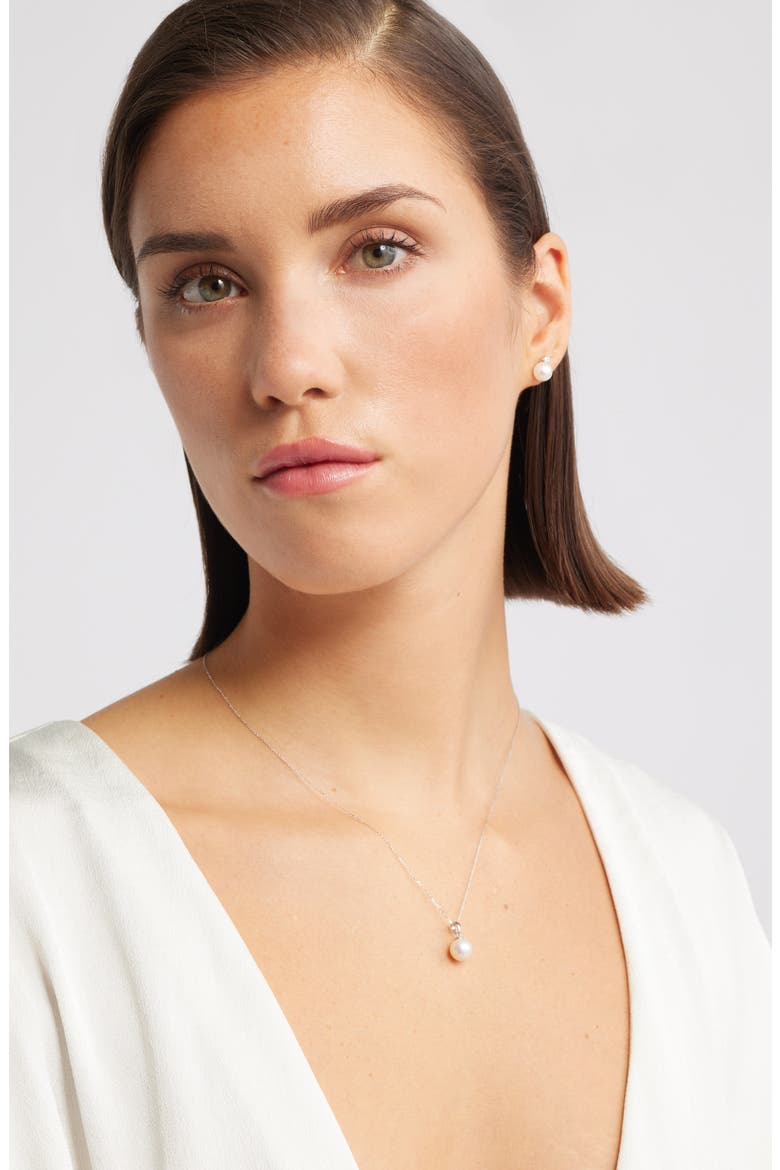 Freshwater Pearl Pendant Necklace, Alternate, color, WHITE- 14K WHITE GOLD