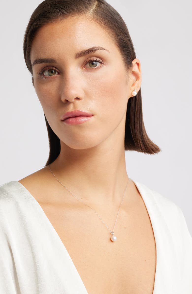 Nordstrom Freshwater Pearl Pendant Necklace, Alternate, color, White- 14K White Gold