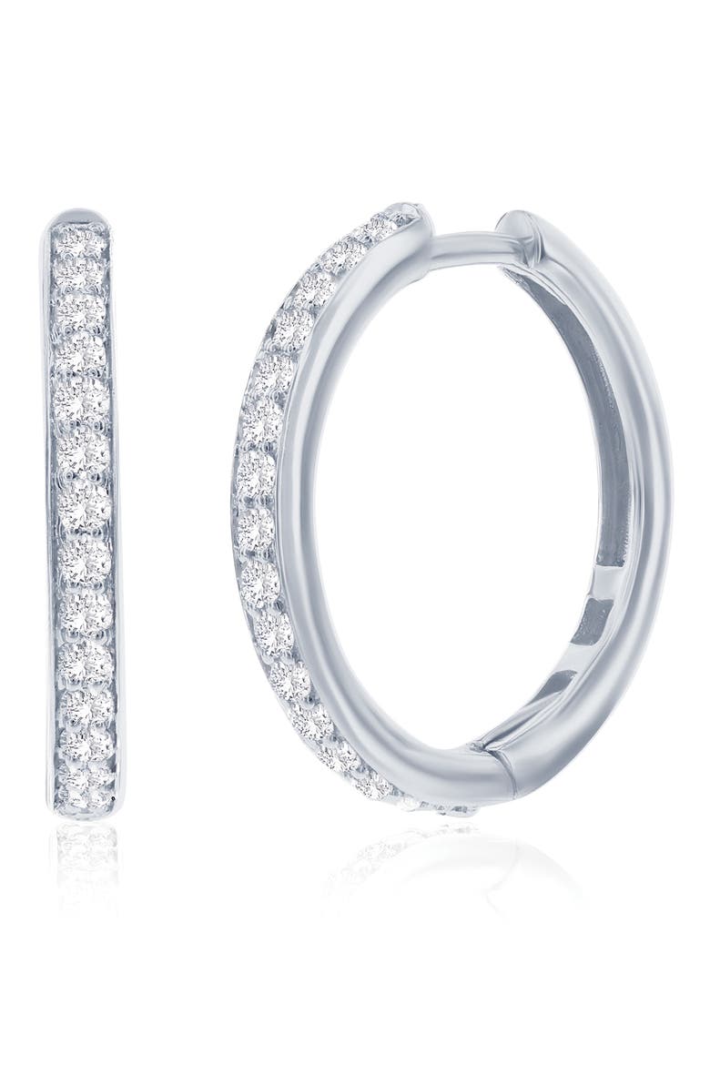 Sterling Silver Lab Grown Diamond Hoop Earrings, Main, color, SILVER