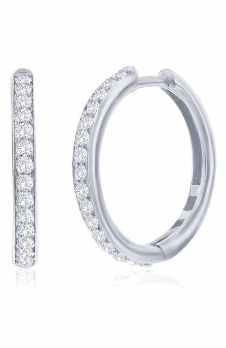 SIMONA Sterling Silver Lab Grown Diamond Hoop Earrings