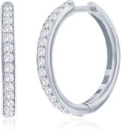 SIMONA Sterling Silver Lab Grown Diamond Hoop Earrings