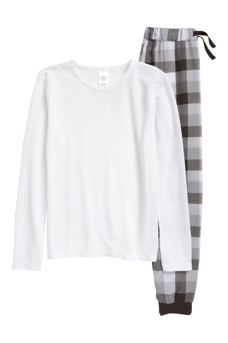 Kids' Two-Piece Jogger Pajamas, Main, color, WHITE- BLACK CHECK