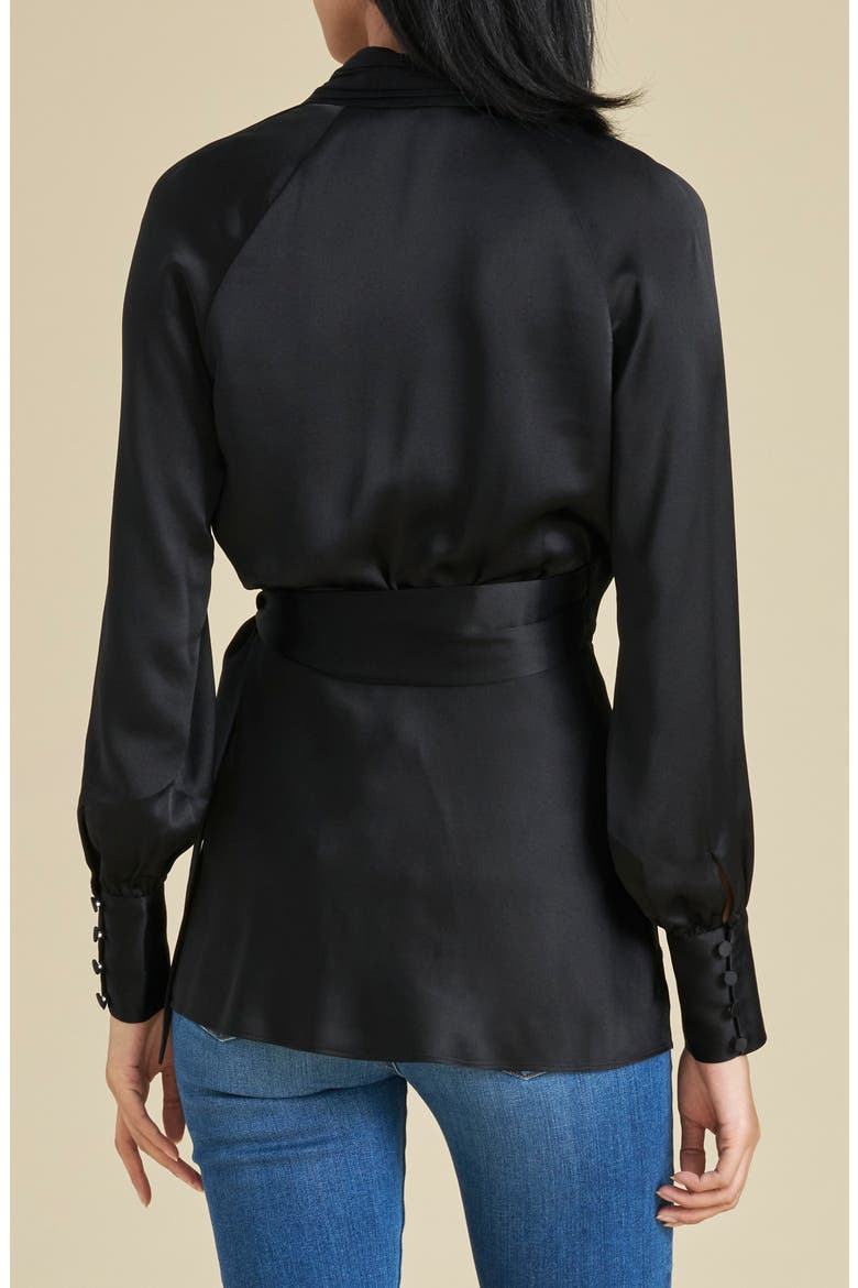 Viv Silk Wrap Top, Alternate, color, BLACK