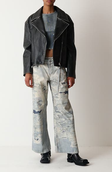 Acne Studios Lilket Distressed Leather Moto Jacket | Nordstrom Acne Studios Lilket Distressed Leather Moto Jacket | Nordstrom