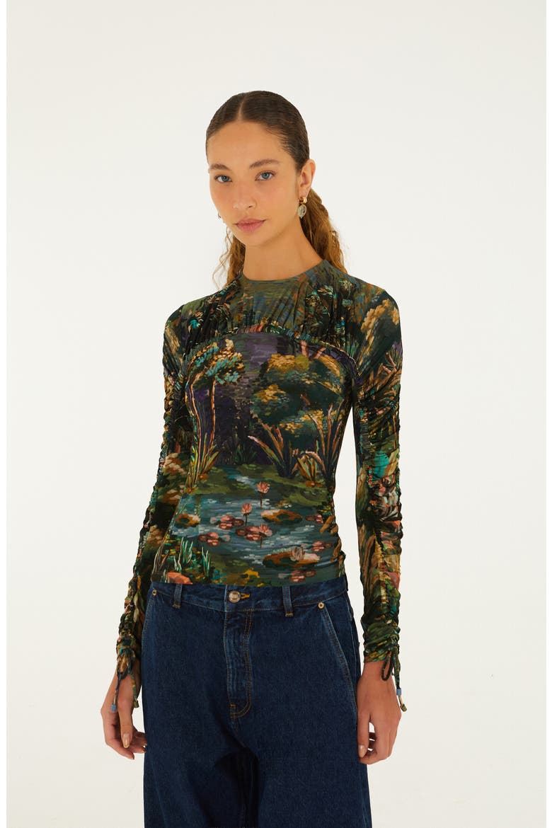 Petricor Long Sleeve Ruched Jersey Top, Alternate, color, GREEN