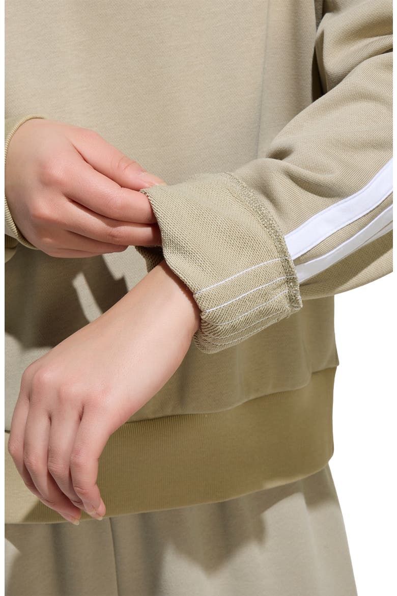 3-Stripes French Terry Crewneck Sweatshirt, Alternate, color, WONDER CARGO/ WHITE