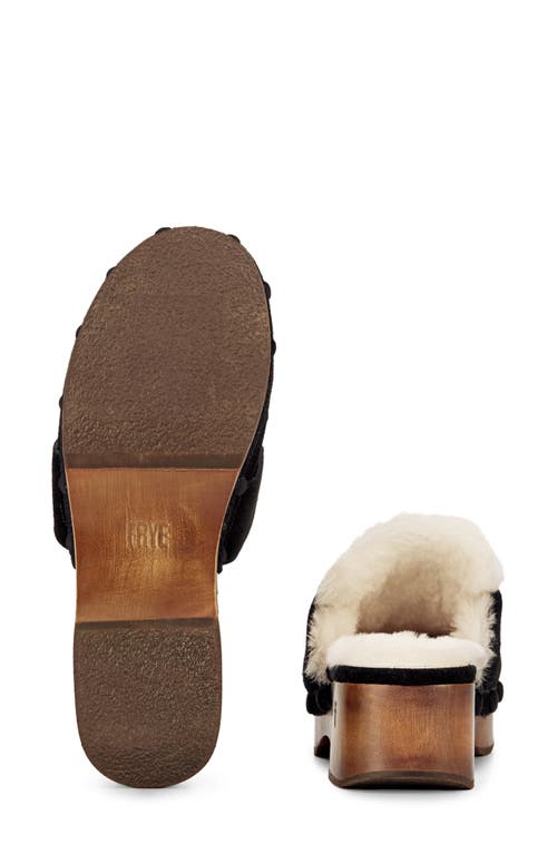 Frye Melody Genuine Shearling Lined Platform Clog In Black