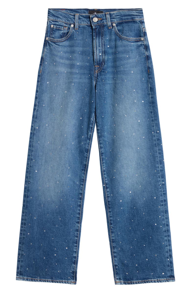 7 For All Mankind Stovepipe Embellished High Waist Ankle Straight Leg Jeans, Alternate, color, 
