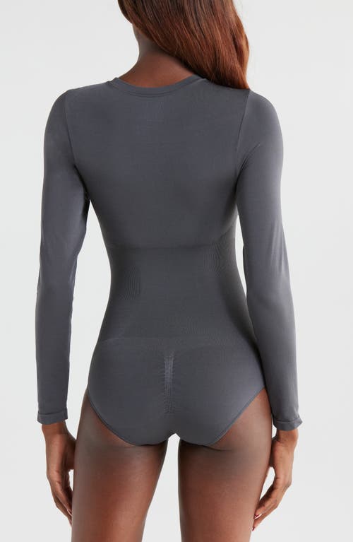 Pinsy Butter Sculpt Long Sleeve Bodysuit In Grey