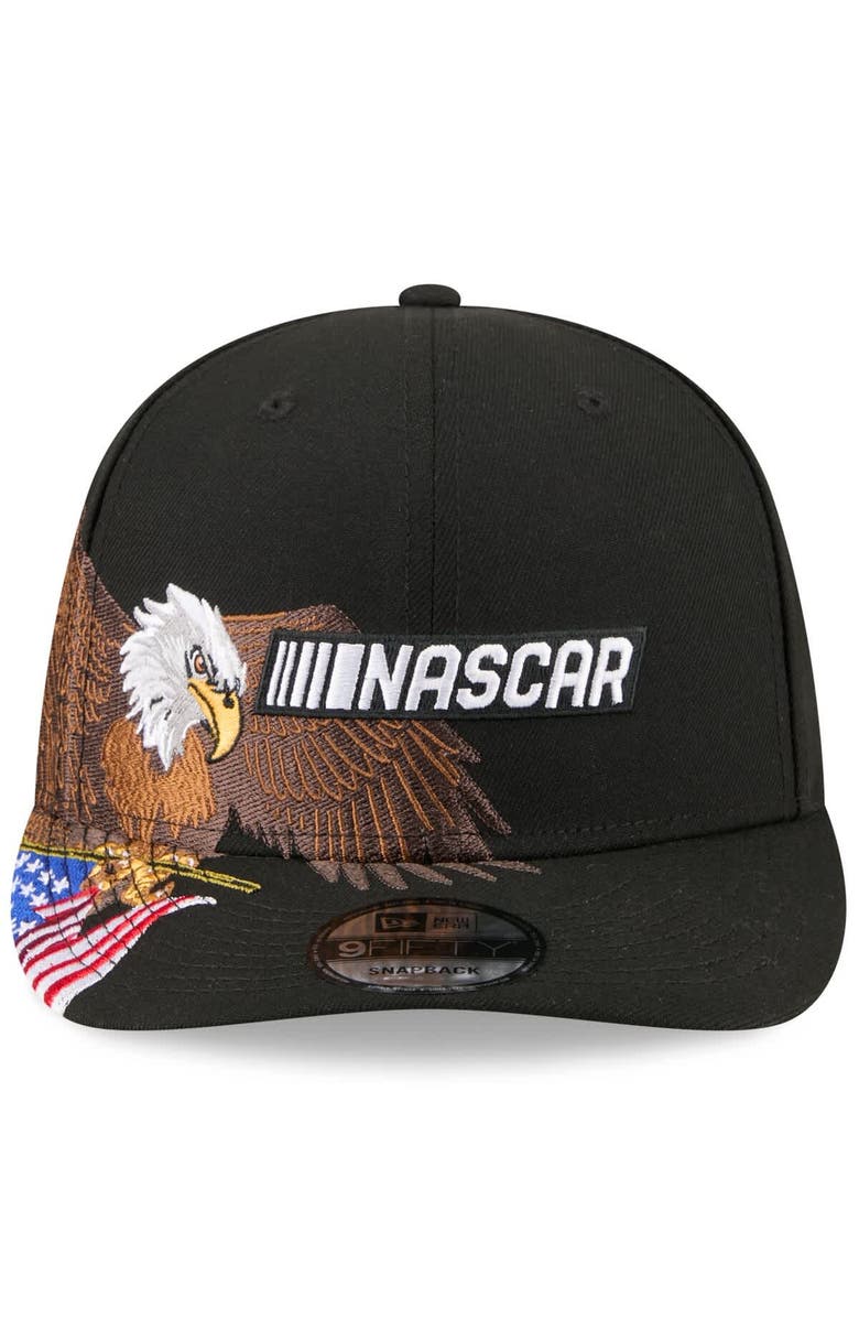 New Era Men's New Era Black NASCAR Patriotic Eagle & Flag A-Frame 9FIFTY Snapback Hat, Alternate, color, Black