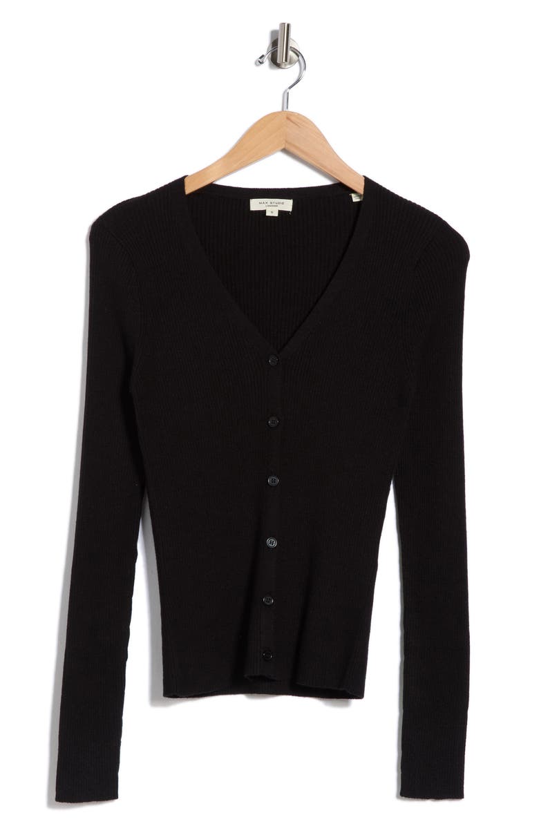 MAX STUDIO V-Neck Cardigan V-Neck Cardigan, Alternate, color, Black