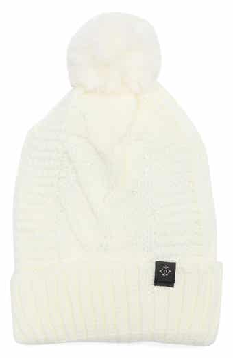 Nanette Lepore Cable Knit Beanie with Faux Fur Pompom