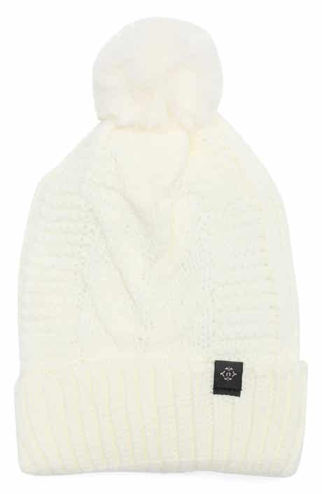 Nanette Lepore Cable Knit Beanie with Faux Fur Pompom