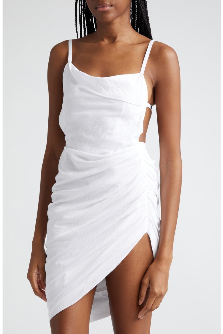 jacquemus saudade asymmetric draped twill dress Jacquemus La Robe Saudade Longue Asymmetric Draped Dress - Beige