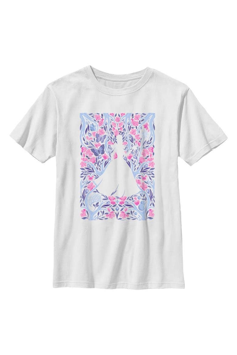 Boys' Glinda Floral Purple and Pink Poster Short Sleeve Graphic T-Shirt, Main, color, White