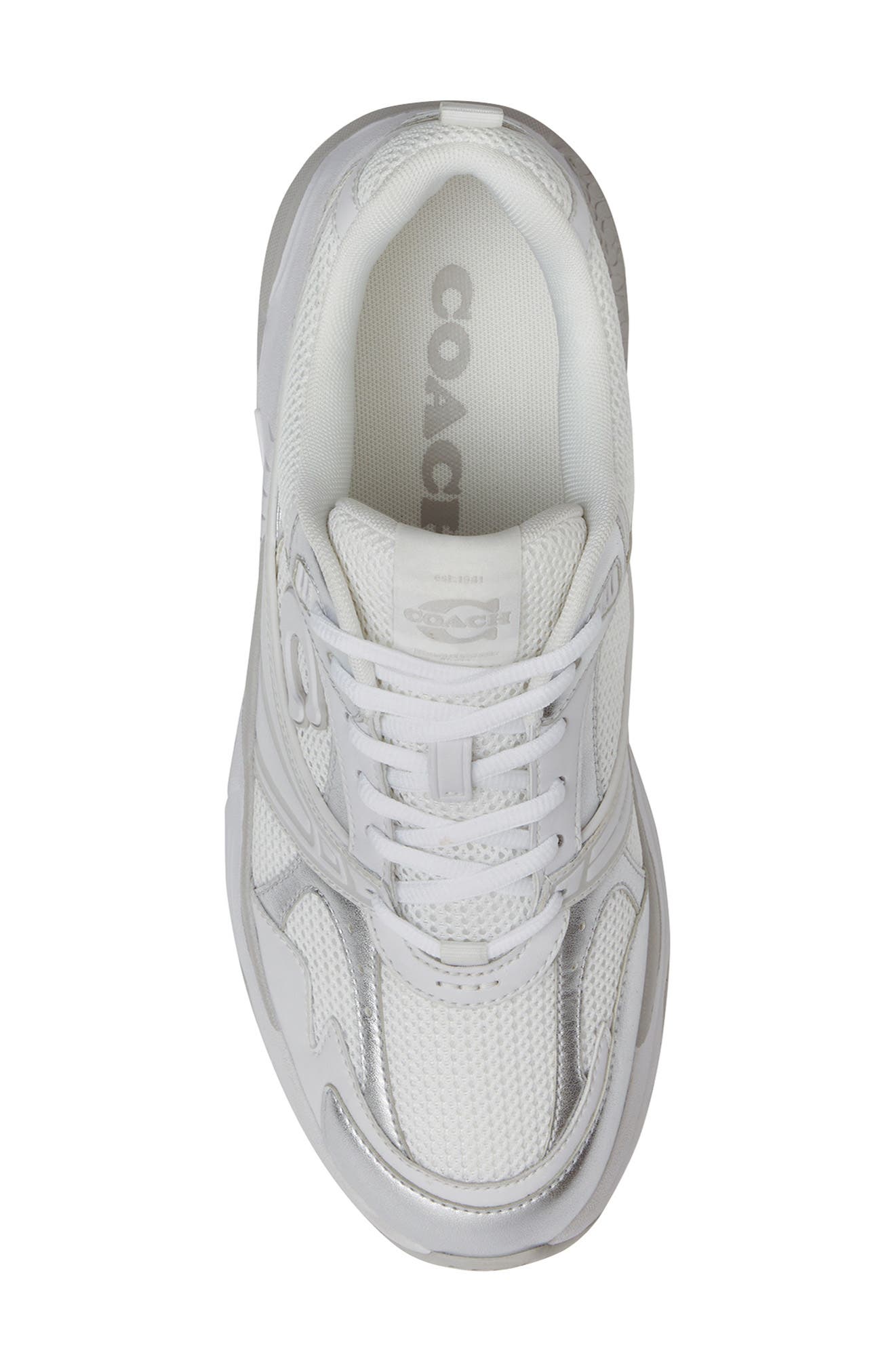 COACH Mesh Sneaker, Alternate, color, Light Grey/ Optic White