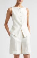 Eleventy Linen Blend Bateau Neck Vest
