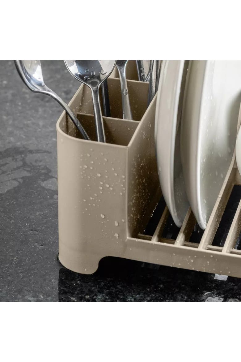Modern Compact Polypropylene Kitchen Dish Drying Rack, Alternate, color, Beige