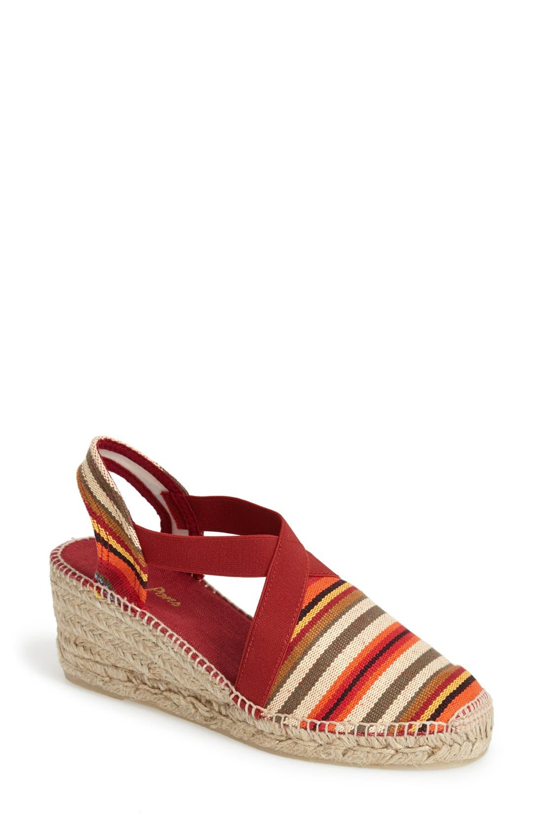 'Tarbes' Espadrille Wedge Sandal, Main, color, RED MULTI