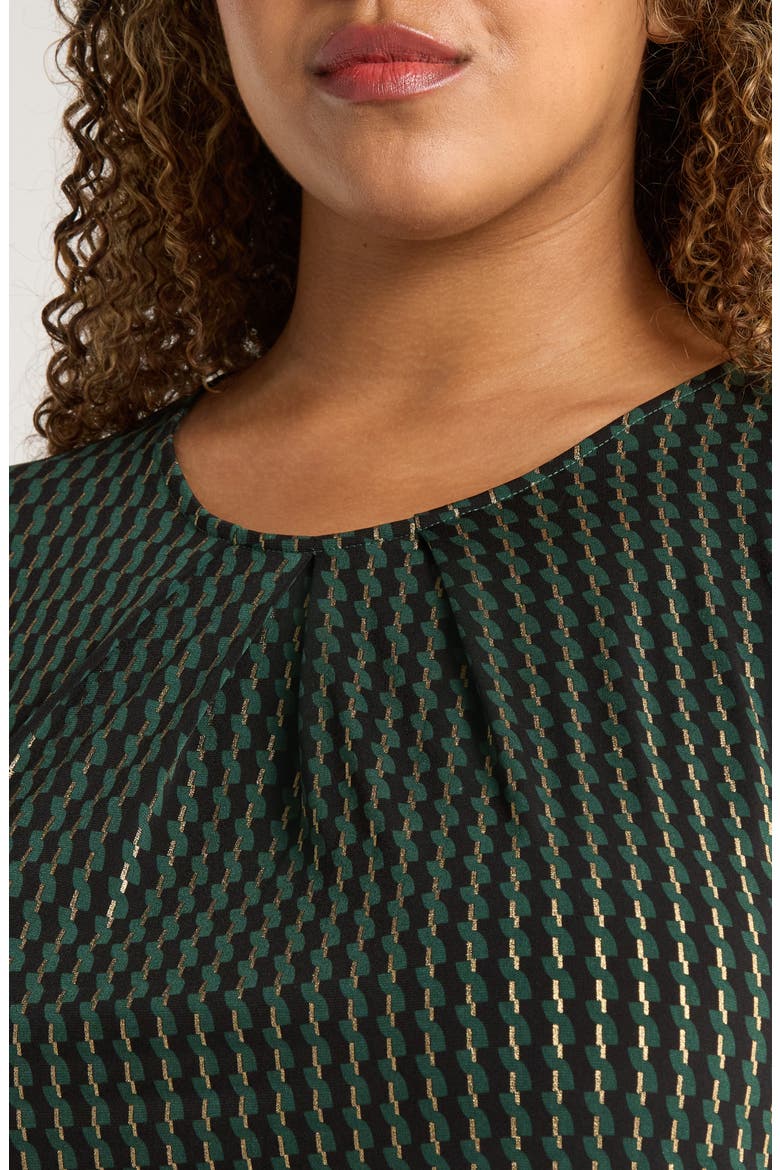Pleat Neck Sleeveless Top, Alternate, color, EVERGREEN MULTI