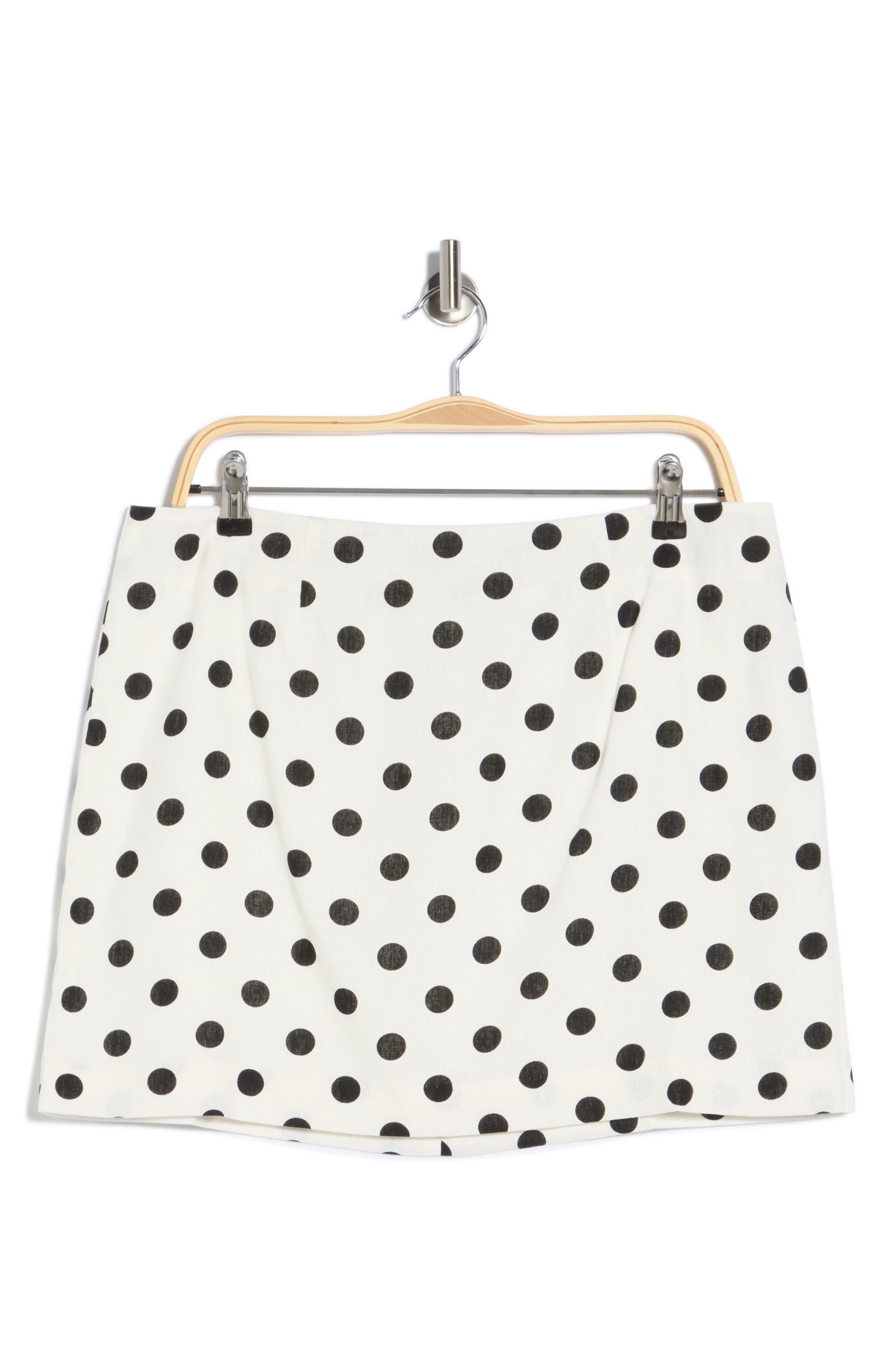 WAYF Polka Dot Linen Blend Miniskirt