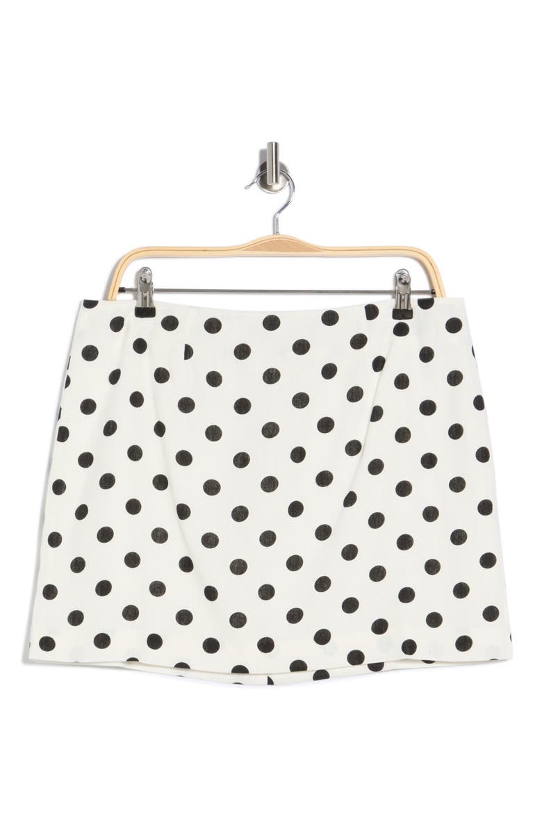 Polka Dot Linen Blend Miniskirt, Alternate, color, IVORY POLKA DOT