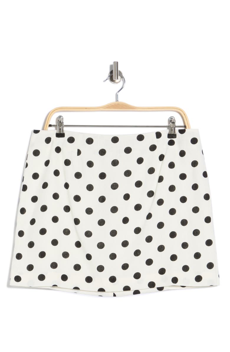 WAYF Polka Dot Linen Blend Miniskirt, Main, color, Ivory Polka Dot