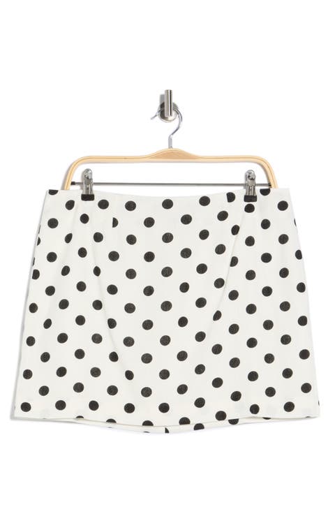 Polka Dot Linen Blend Miniskirt