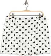 WAYF Polka Dot Linen Blend Miniskirt