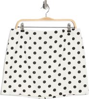 WAYF Polka Dot Linen Blend Miniskirt