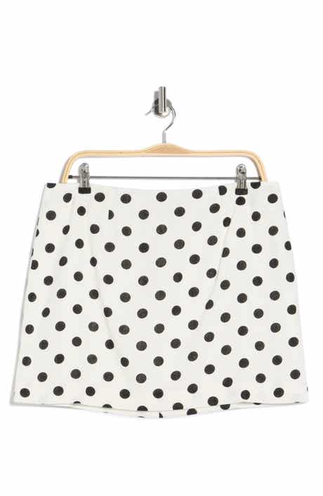 WAYF Polka Dot Linen Blend Miniskirt