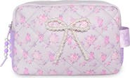 OMG Accessories Kids' Bow Pearl Floral Quilted Cosmetic Bag