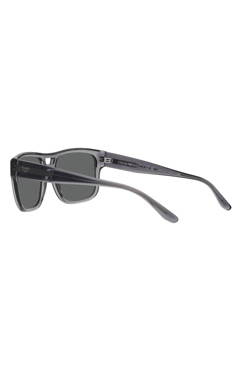 Emporio Armani 57mm Pillow Sunglasses, Alternate, color, Transparent Grey