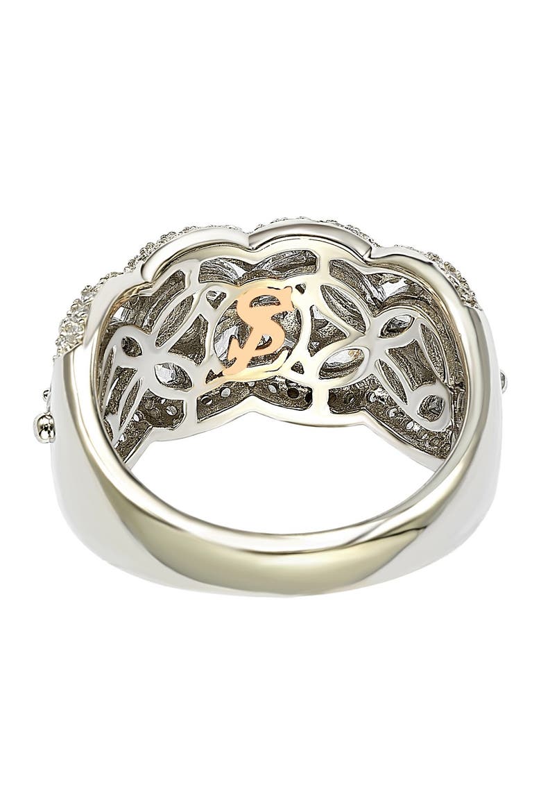 Sterling Silver Round-Cut & Marquise-Cut Cubic Zirconia Flower Ring, Alternate, color, WHITE