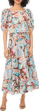 Vince Camuto Short Sleeve Tiered Midi Dress