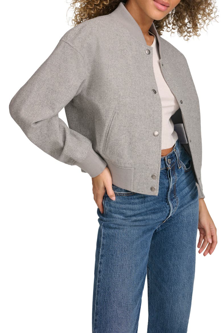 Faux Shearling Bomber Jacket, Alternate, color, HEATHER GREY