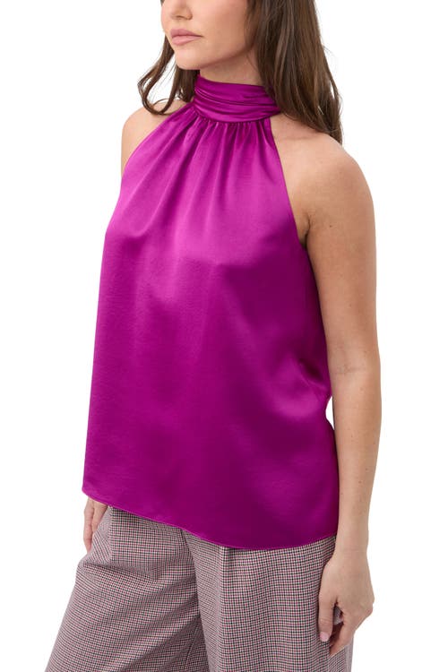 Trina Turk Zana Satin Halter Top In Purple
