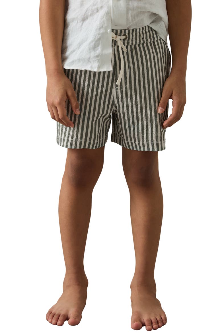 Bay Seersucker Striped Swim Shorts, Alternate, color, SAGE/ WHITE