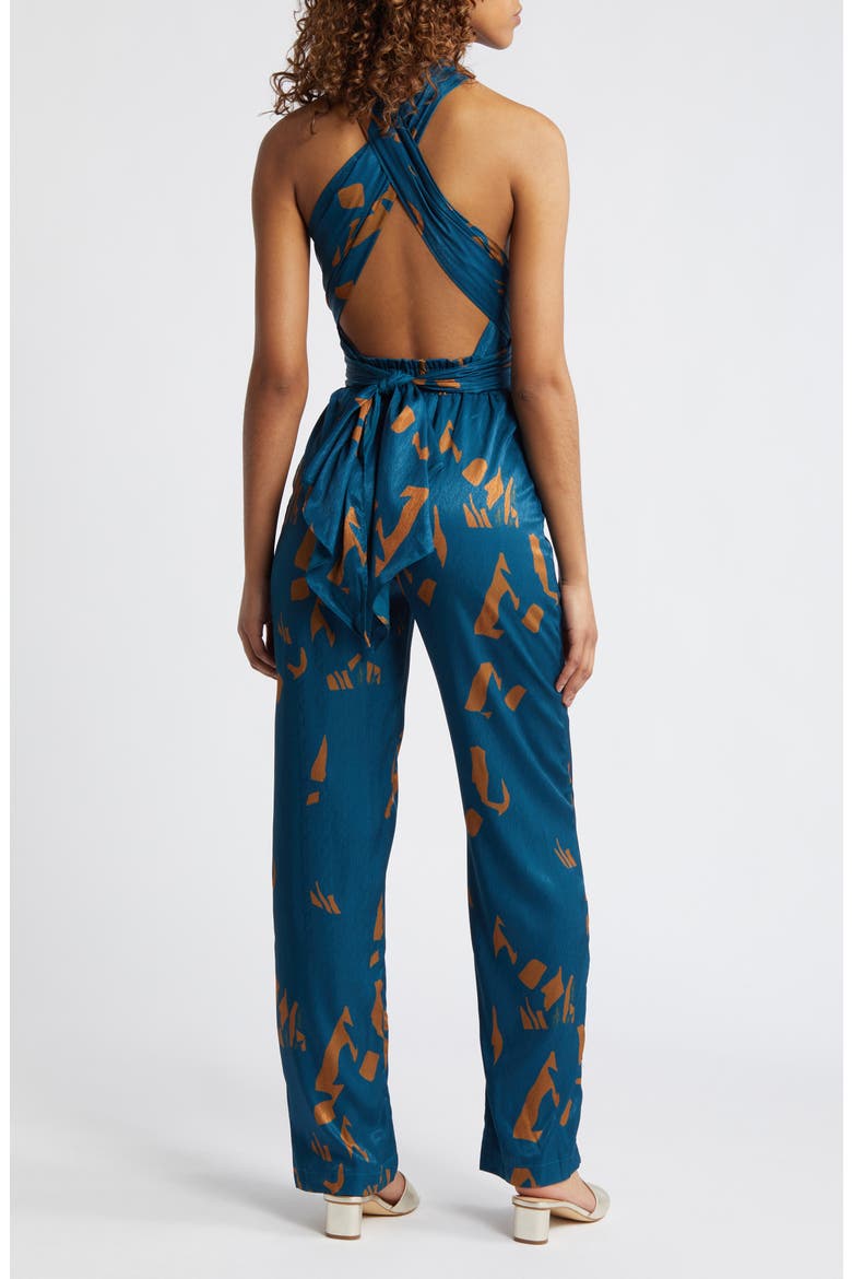 Umy Abstract Print Convertible Jumpsuit, Alternate, color, BLUE