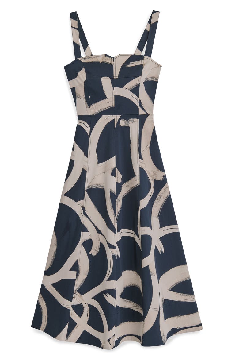 Abstract Print A-Line Dress, Alternate, color, TIDE/ SAND