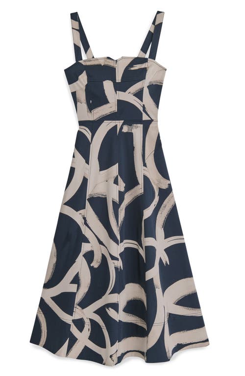Donna Karan New York Abstract Print A-line Dress In Blue
